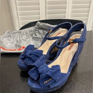 Authentic Prada size 37 navy wedges